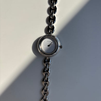 Gucci 1990s Interchangeable Bezel Stainless steel Chain Watch with 6 bezels, case (165mm)