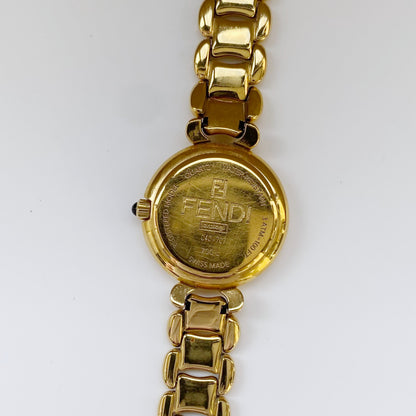 Fendi 1990s Seashell Dial Gold Plated Round Watch