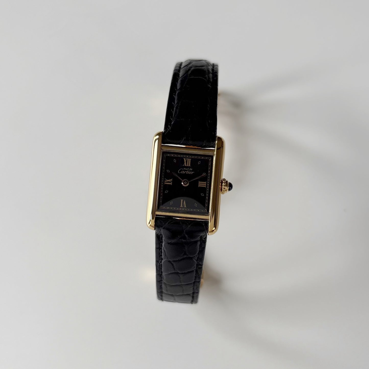Cartier 1990s Must de Tank Black Dial Watch (SM)