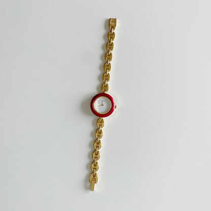 Gucci 1990s Interchangeable Bezel Gold Plated Watch with 6 bezels, case (166mm)