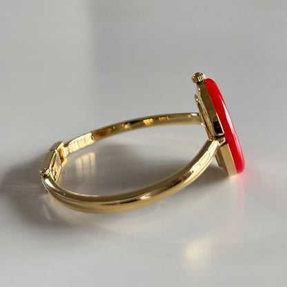 Gucci 1990s Interchangeable Bezel Gold Plated Bangle Watch with case, 12 bezels (Small)