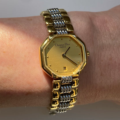 Dior 1990s Octagon Two Tone Watch