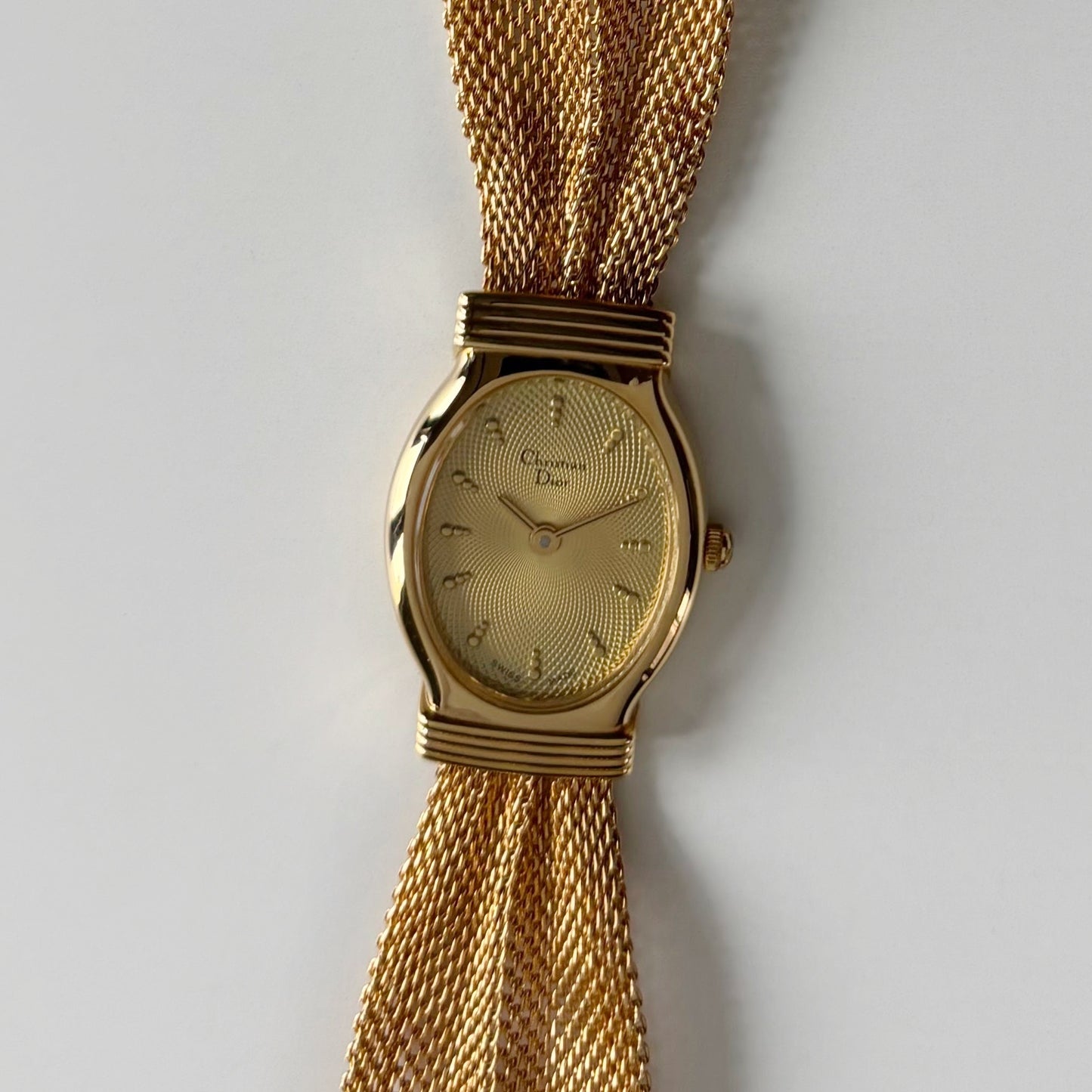 Dior 1990s Gold Oval Dial Gold Plated Watch