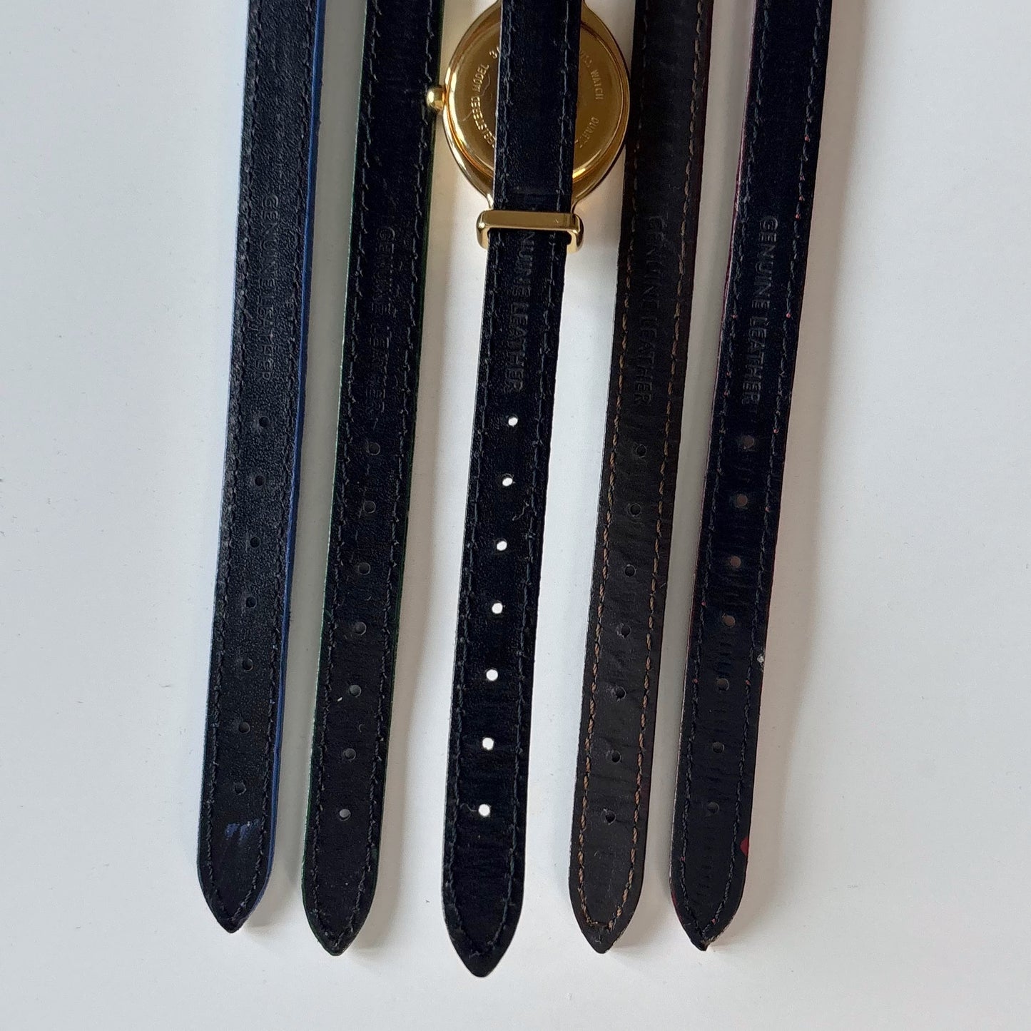 Fendi 1990s Interchangeable Strap Gold Plated Watch with 5 straps, case