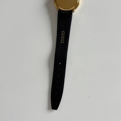 Gucci 1980s Black G Dial Gold Plated Watch (Large)