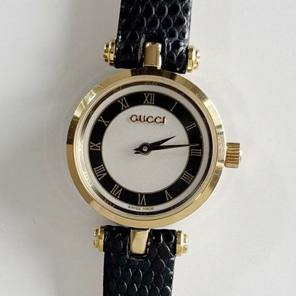 Gucci 1990s Round Dial Gold Plated Watch