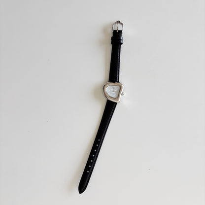 Yves Saint Laurent 1990s Heart Shaped Dial Silver Watch