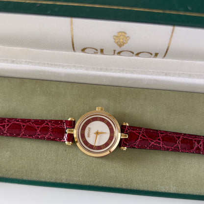 Gucci 1990s Sherry Round Dial Gold Plated Watch