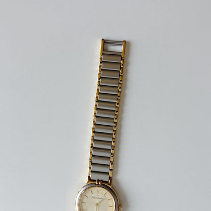 Yves Saint Laurent 1990s Round Dial Two Tone Gold Plated Watch