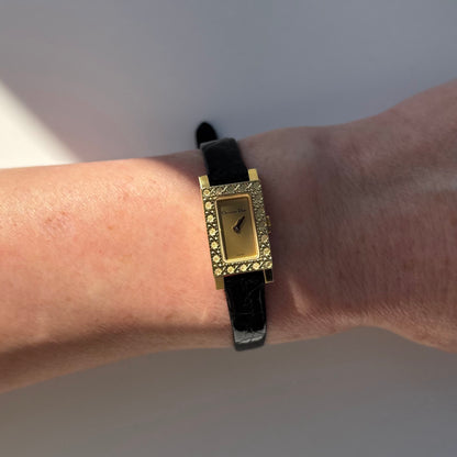 Dior 1990s La Parisienne  18K Solid Gold Case Tank Watch