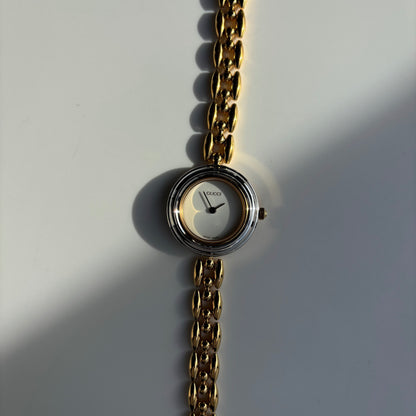 Gucci 1990s Interchangeable Bezel Gold Plated Watch with 6 bezels, case (160mm)
