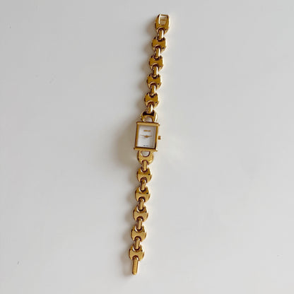 Gucci 1990s Interchangeable Strap Gold Plated Watch with 3 straps, case