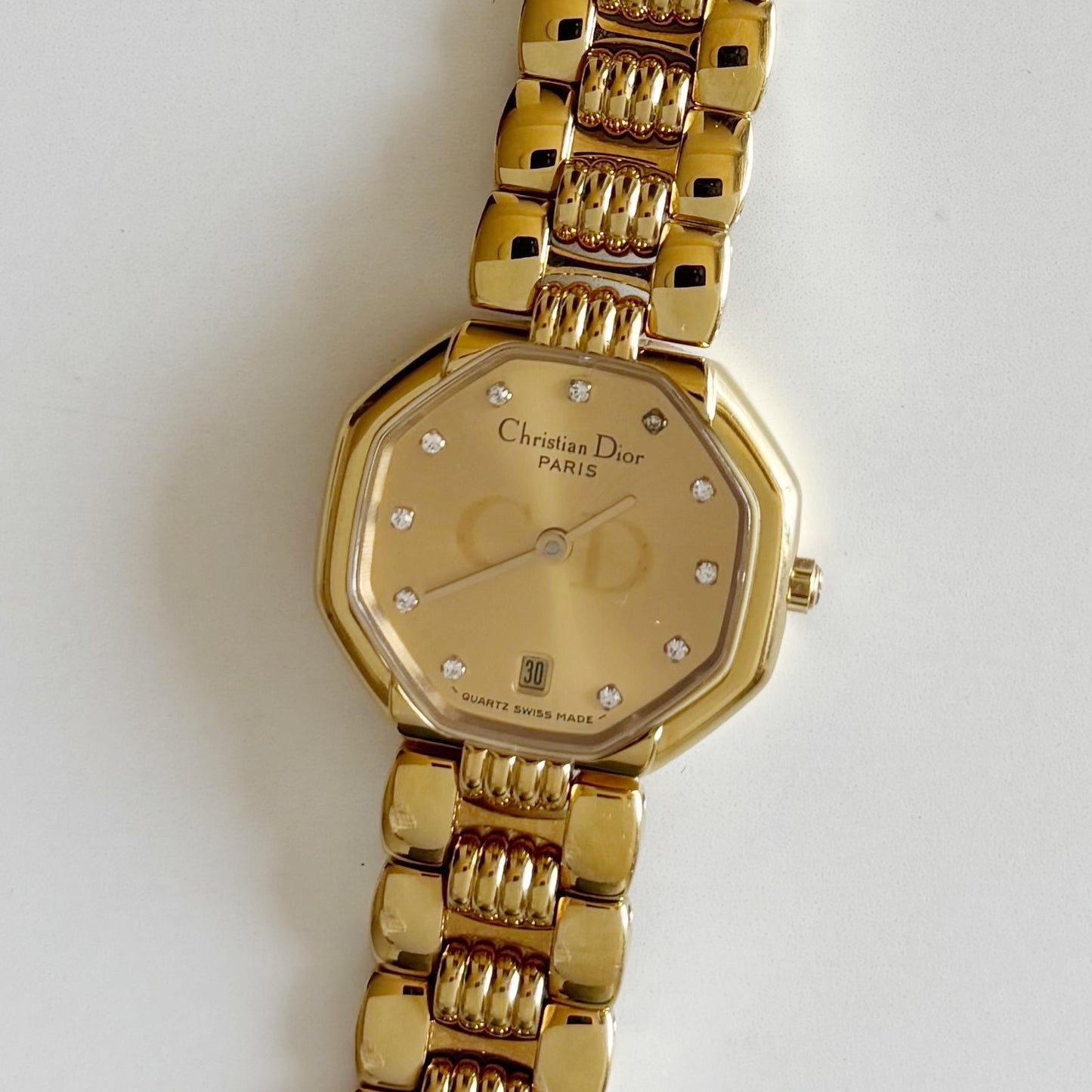 Dior 1990s Octagon Gold Plated Watch