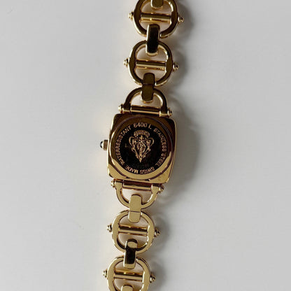 Gucci 1990s Black Dial Gold Plated Horsebit Watch