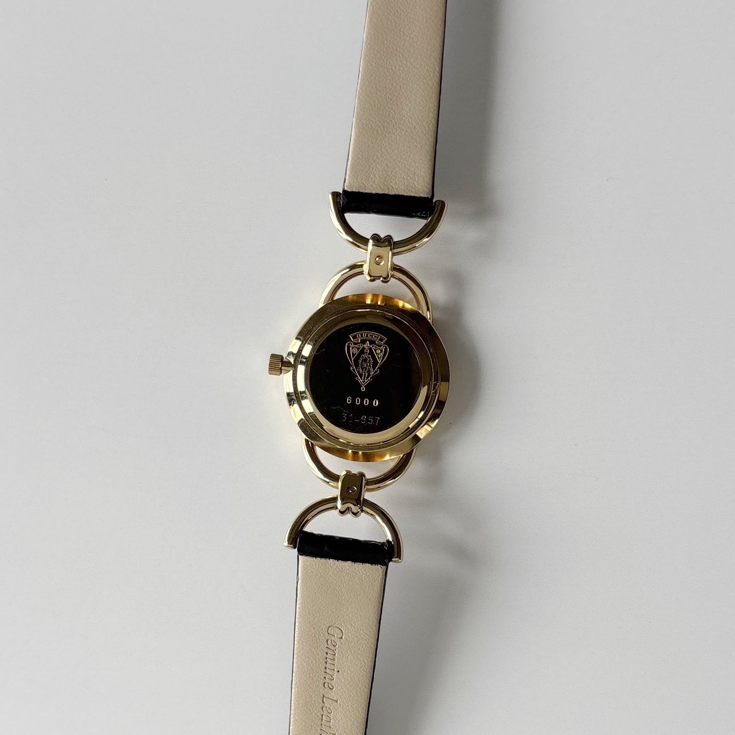 Gucci 1980s Round Dial Horsebit Gold Plated Watch