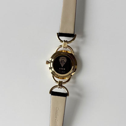 Gucci 1980s Round Dial Horsebit Gold Plated Watch