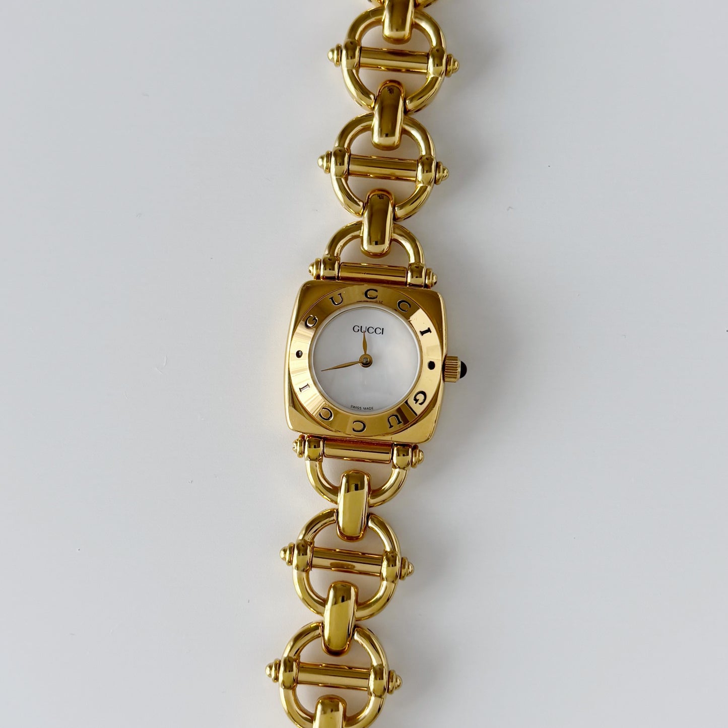 Gucci 1990s Seashell Dial Gold Plated Watch