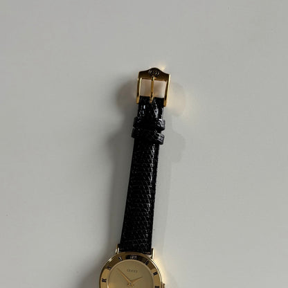 Gucci 1990s Round Dial Gold Plated Watch