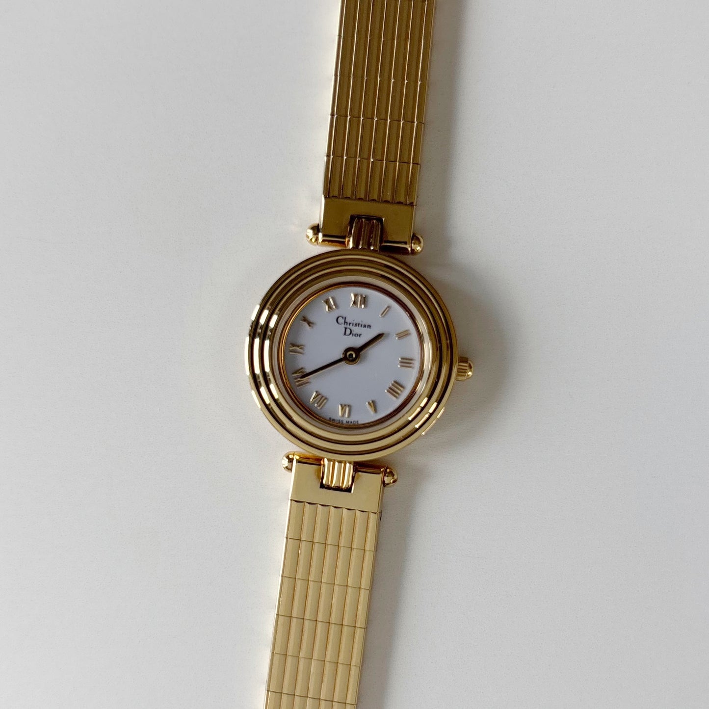Dior 1990s Round Dial Gold Plated Watch