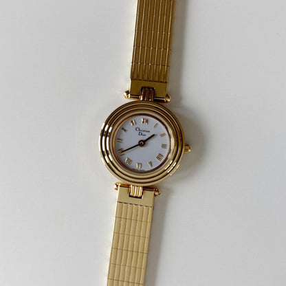 Dior 1990s Round Dial Gold Plated Watch