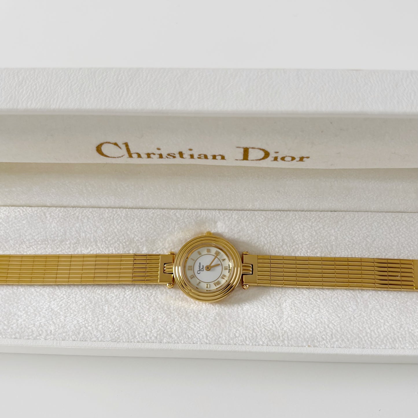 Dior 1990s Round Dial Gold Plated Watch