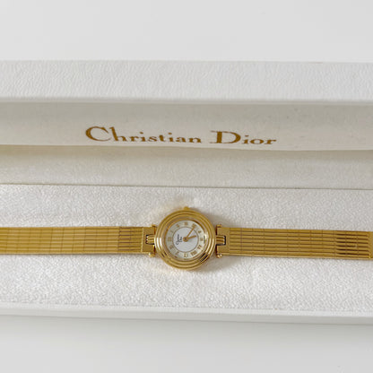 Dior 1990s Round Dial Gold Plated Watch