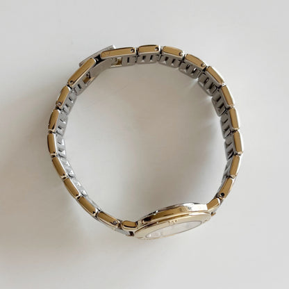 Yves Saint Laurent 1990s Round Dial Two Tone Gold Plated Watch