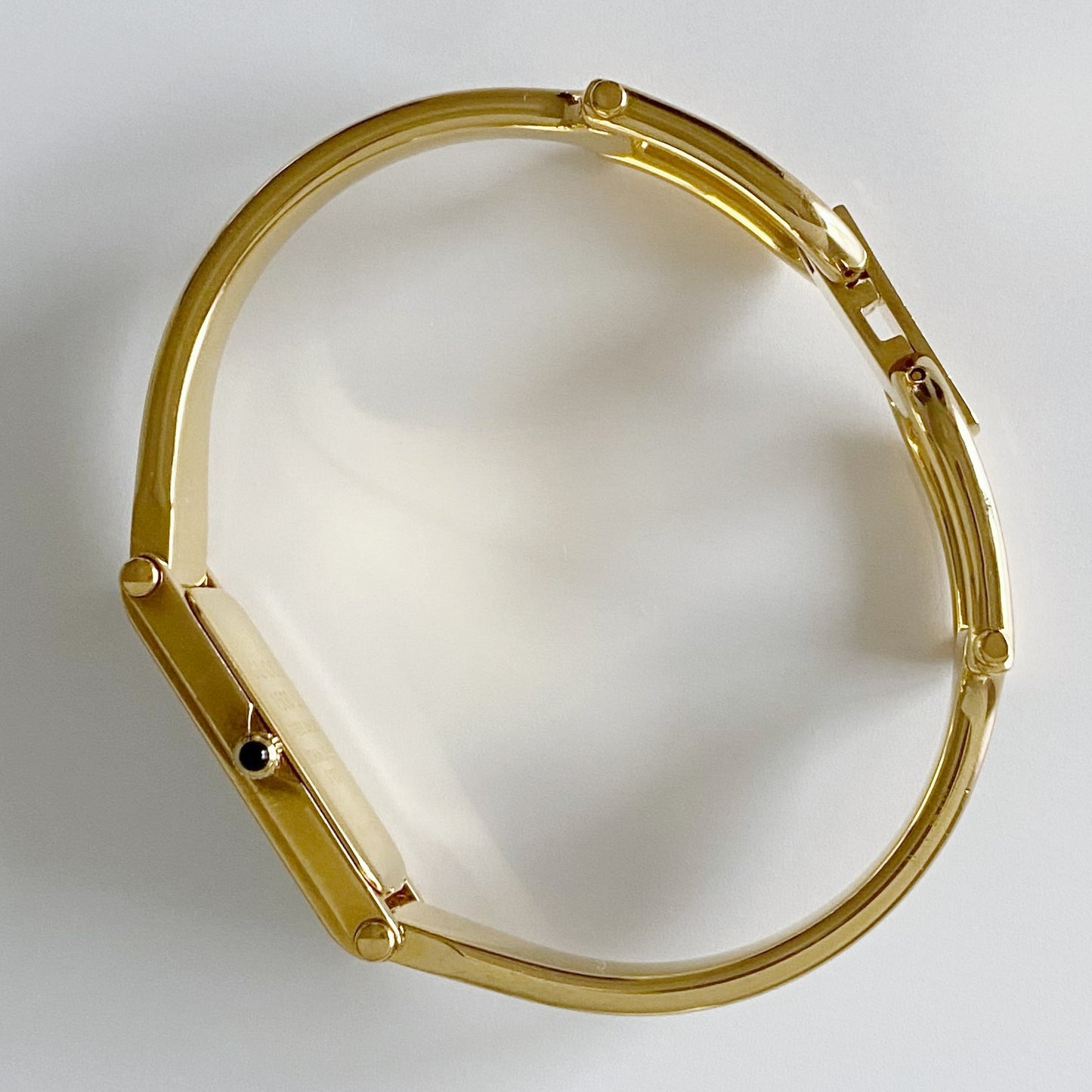 Gucci 1990s Seashell Dial Rectangular Gold Plated Bangle Watch