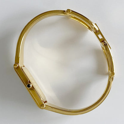 Gucci 1990s Seashell Dial Rectangular Gold Plated Bangle Watch