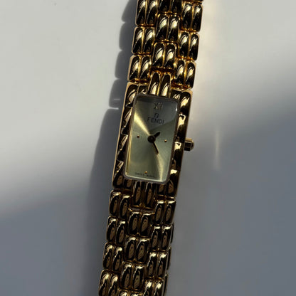 Fendi 1990s Gold Dial Gold Plated Watch