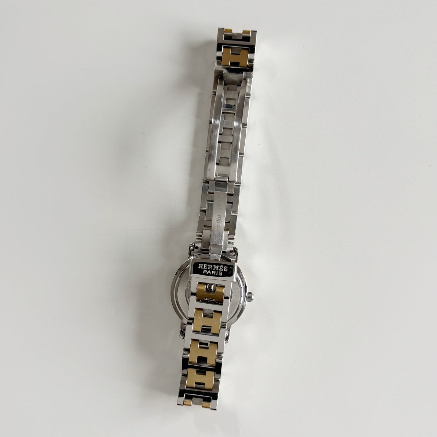 Hermes 1990s Date White Dial Clipper Two Tone Watch