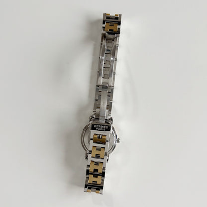 Hermes 1990s Date White Dial Clipper Two Tone Watch