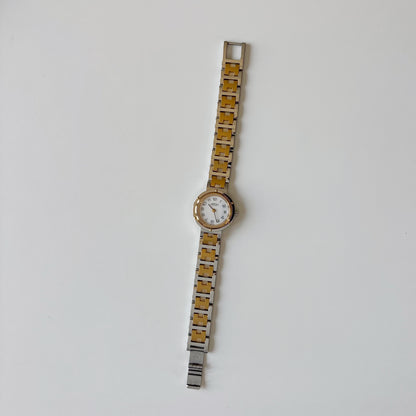 Hermes 1990s Clipper Round Dial Two Tone Gold Plated Watch