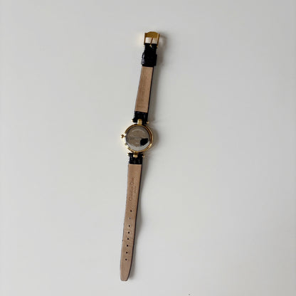 Dior 1990s Round Dial Interchangeable strap Gold Plated Watch with 3 straps, case