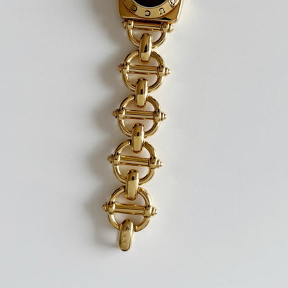 Gucci 1990s Black Dial Gold Plated Watch