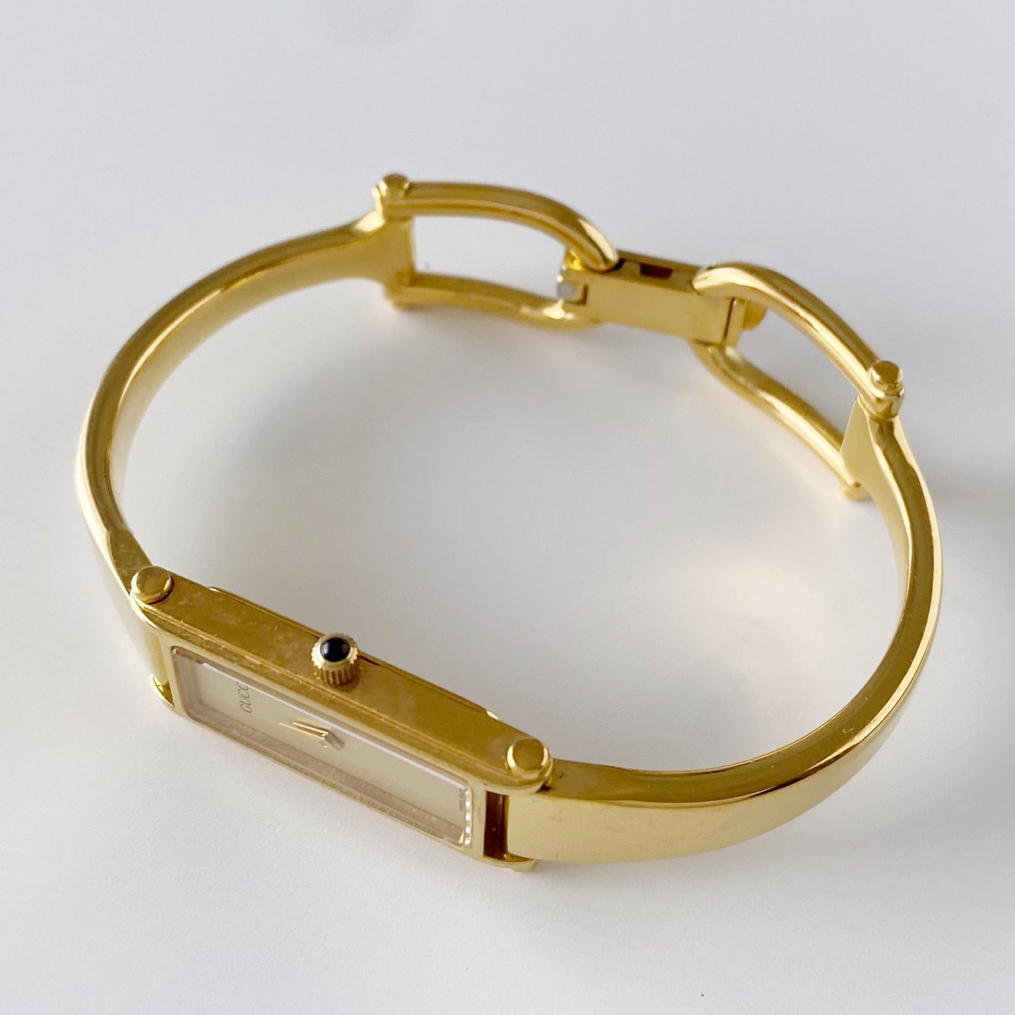 Gucci 1990s Gold Dial Gold Plated Bangle Watch