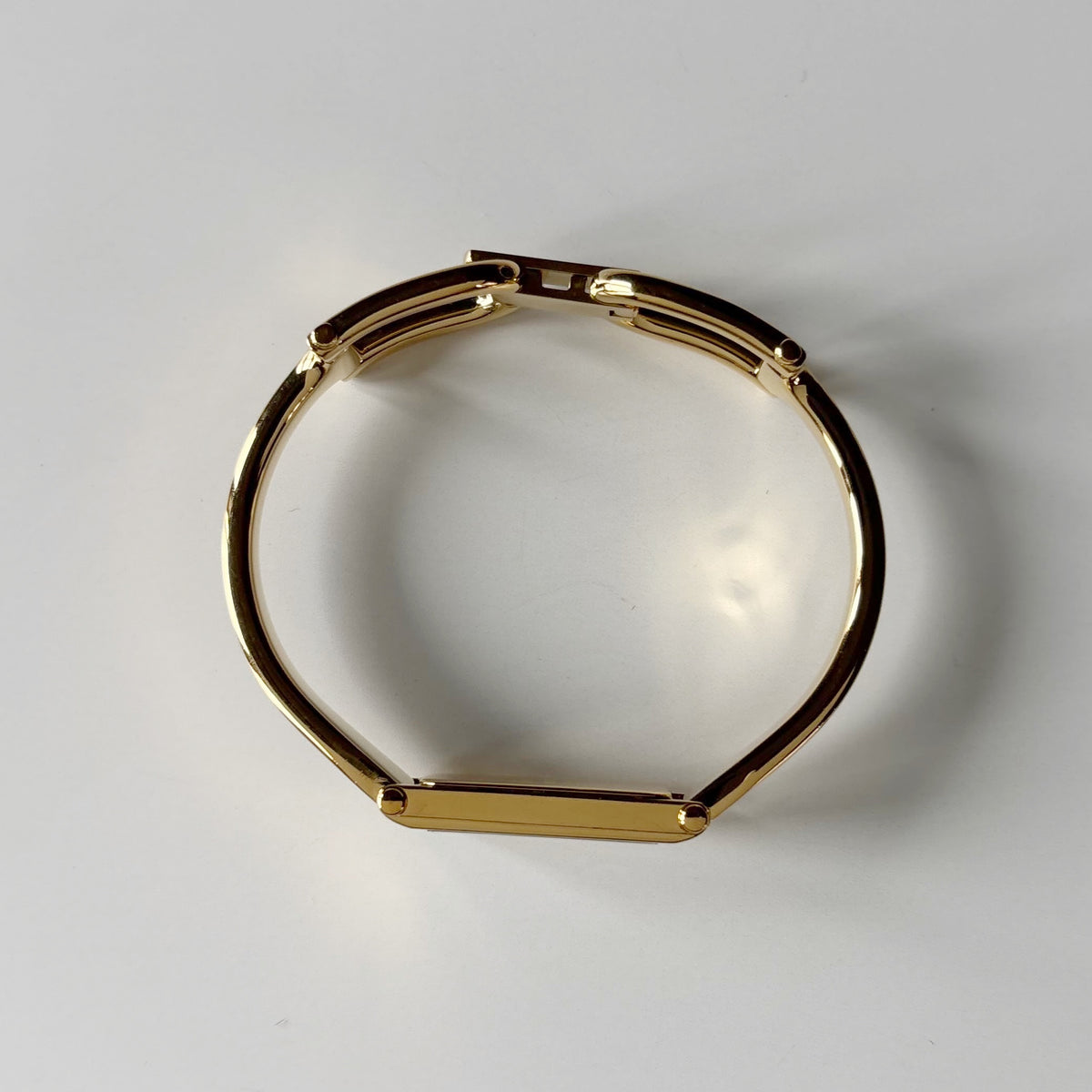 Gucci 1990s Seashell Dial Rectangular Gold-Plated Bangle Watch