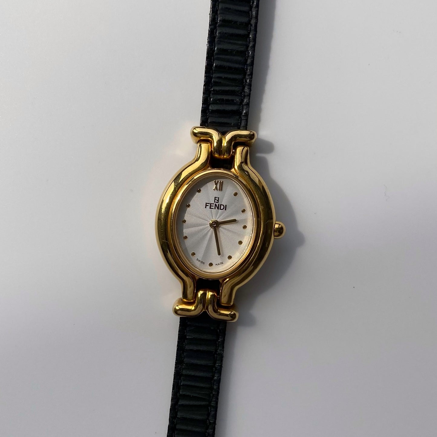 Fendi 1990s Interchangeable Belt Watch with 8 leather straps and case