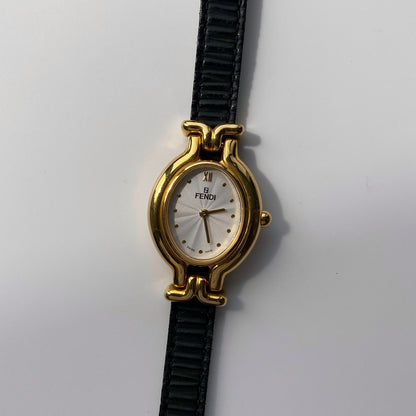 Fendi 1990s Interchangeable Belt Watch with 8 leather straps and case