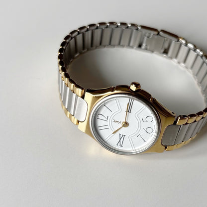 Yves Saint Laurent 1990s Round Dial Two-Tone Gold-Plated Watch