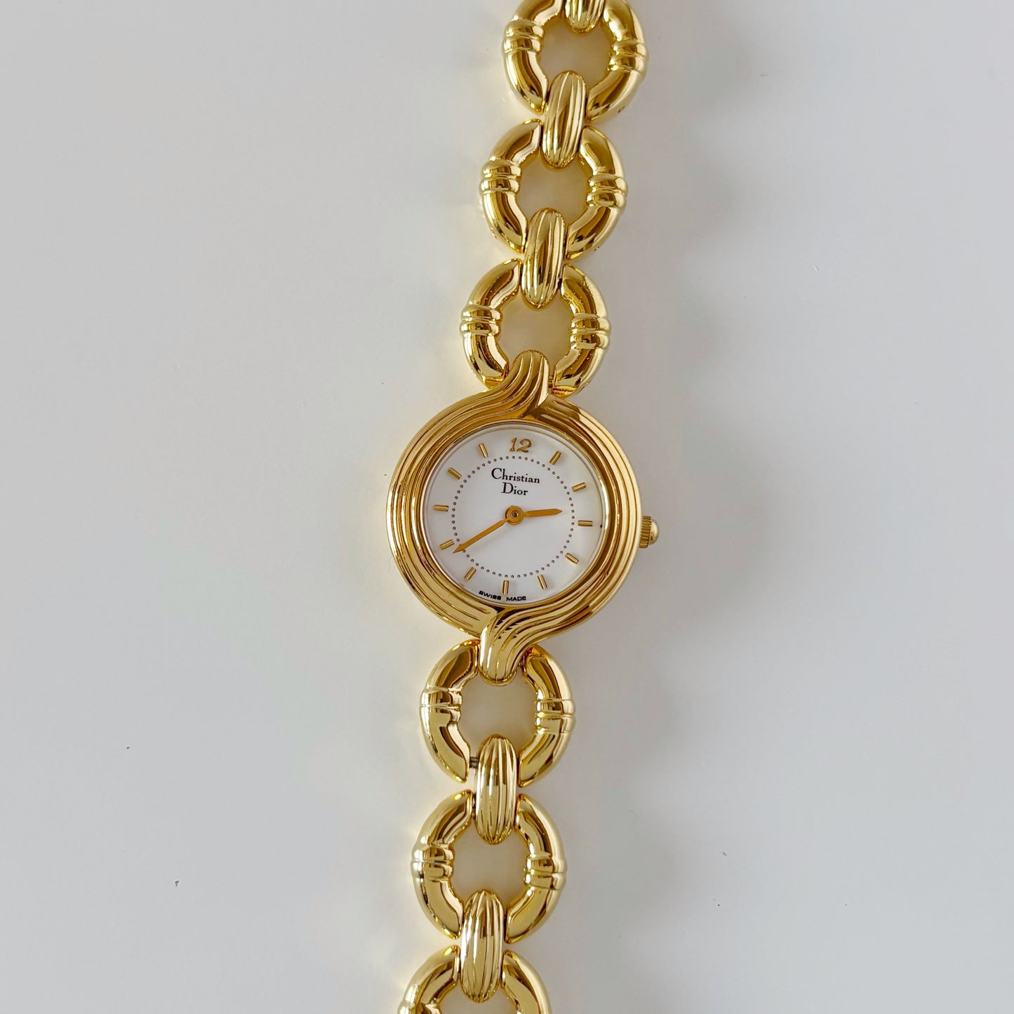 Dior 1990s Round Dial Gold Plated Watch