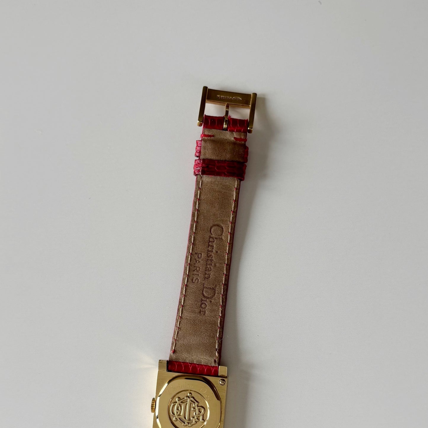 Dior 1990s Interchangeable Strap Gold Plated Watch with 4 straps, case