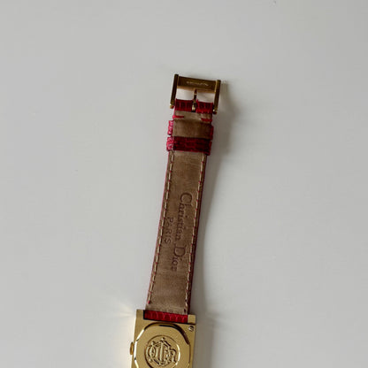 Dior 1990s Interchangeable Strap Gold Plated Watch with 4 straps, case