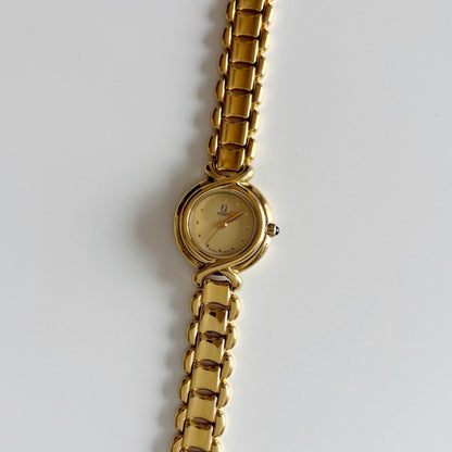 Fendi 1990s Round Dial Gold Plated Watch