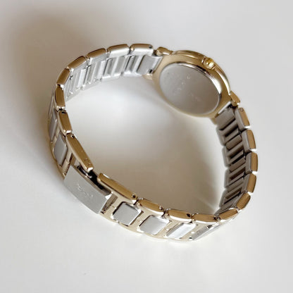 Yves Saint Laurent 1990s Round Dial Two Tone Gold Plated Watch