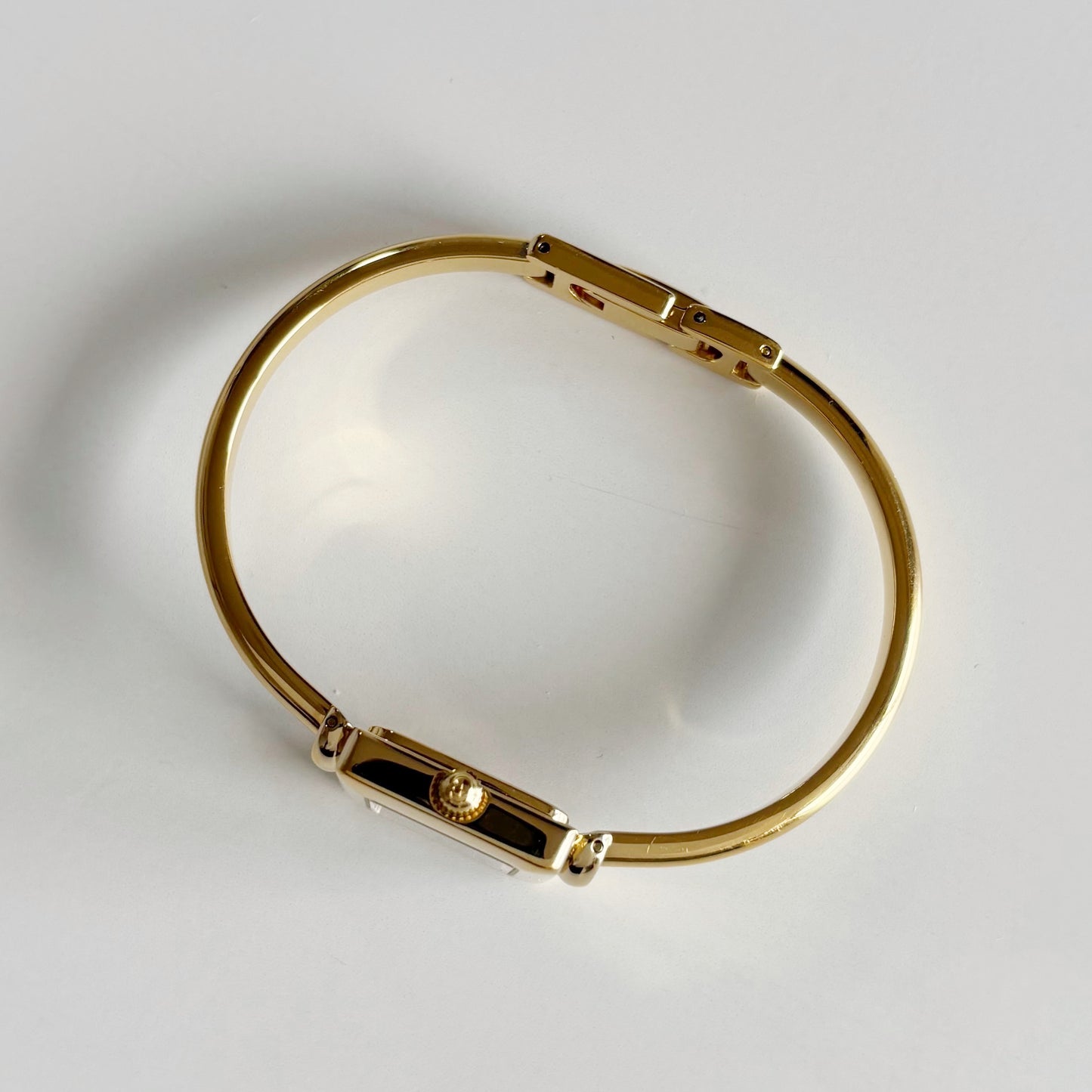 Gucci 1990s Square Dial Gold Plated Bangle Watch