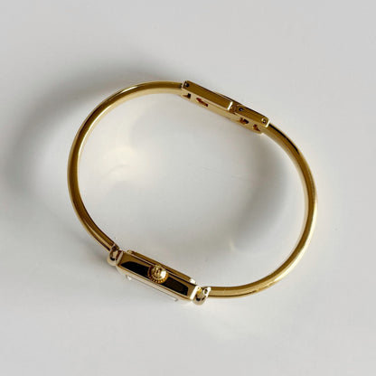 Gucci 1990s Square Dial Gold Plated Bangle Watch
