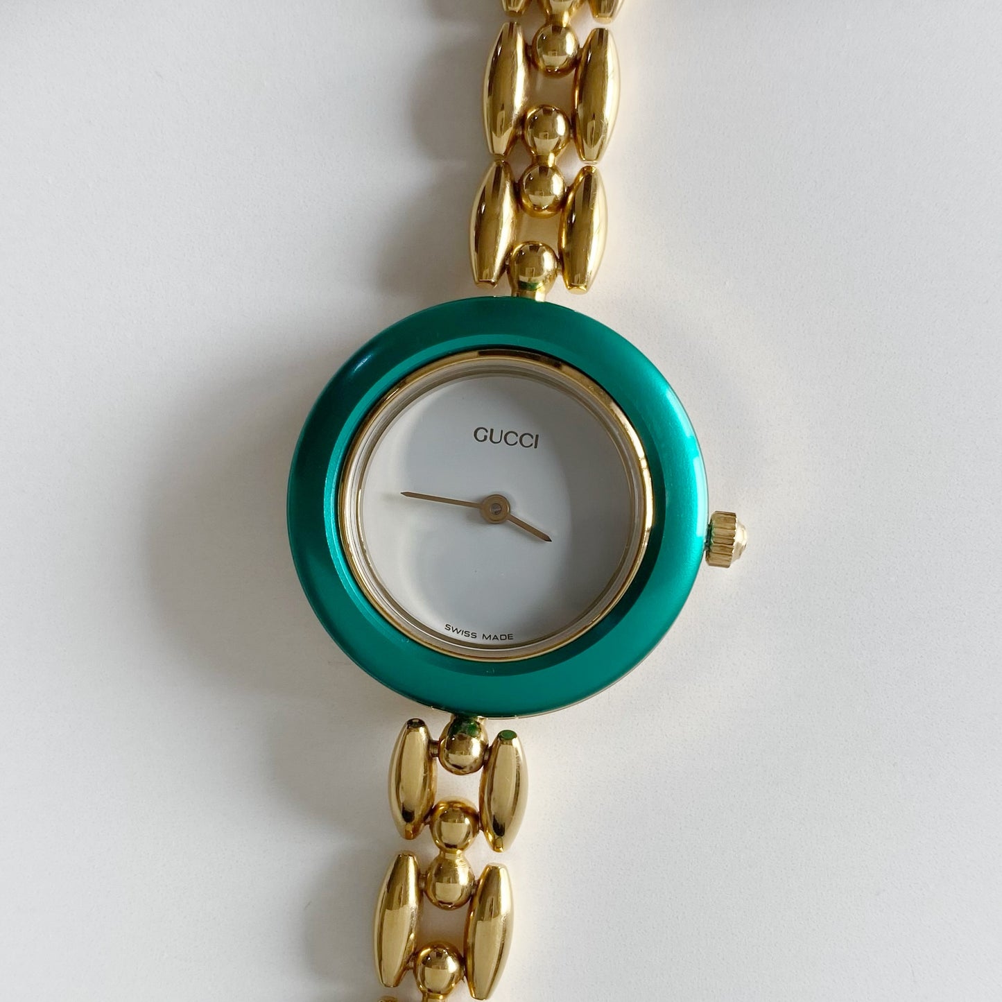 Gucci 1990s Interchangeable Bezel Gold Plated Watch with 6 bezels, case (170mm)