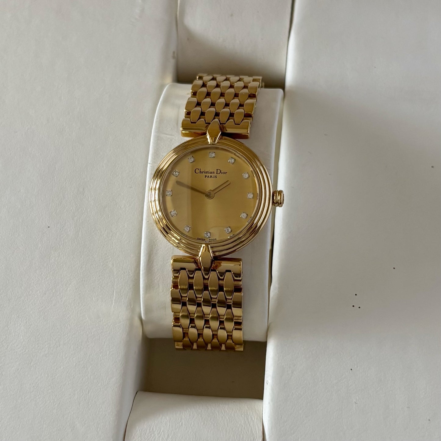 Dior 1990s Round Dial Gold Plated Watch