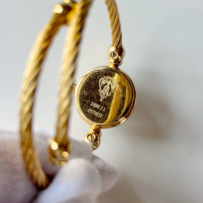 Gucci 1990s Black Dial Gold Plated Cable Bangle Watch
